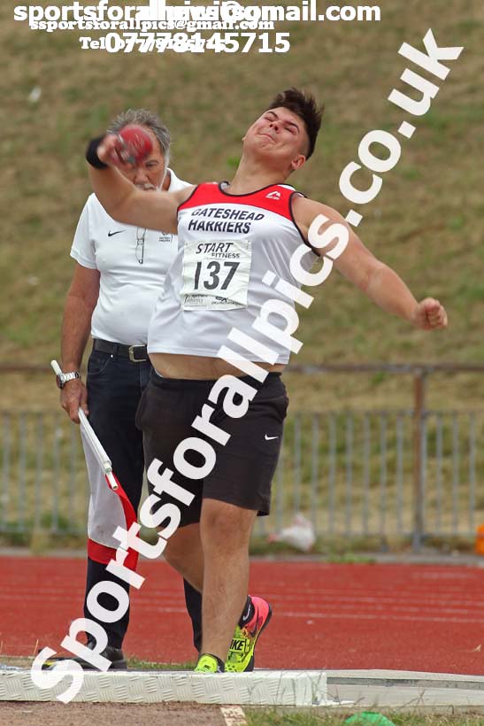 Boys under-15s shot putt, 2018 Northern Under-17s/U-15s/U-13s Champs., Wavertree Athletics Centre, Liverpool. Photo: David T. Hewitson/Sports for All Pics